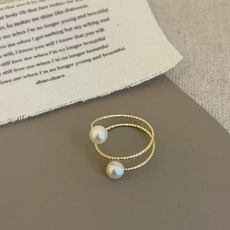 14K Adjustable Natural Freshwater Pearl Ring for Middle or Index Finger