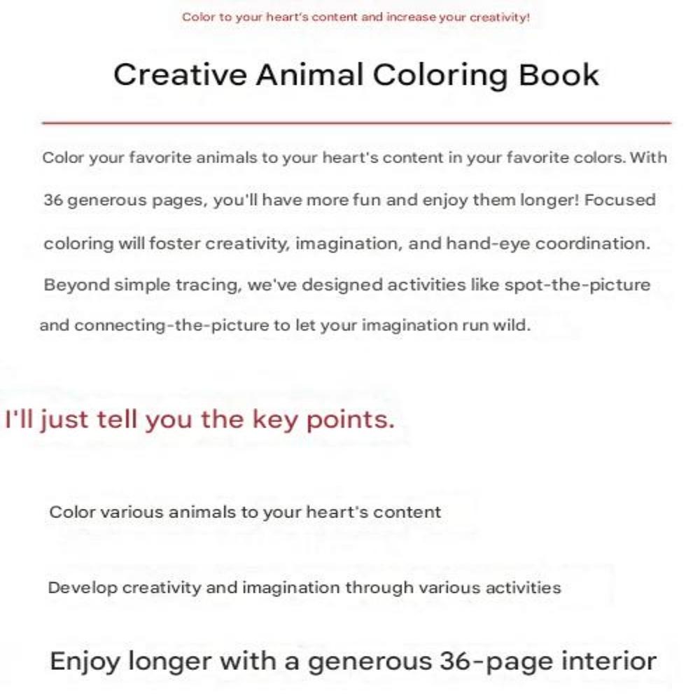 Creative Coloring Book - Animal
