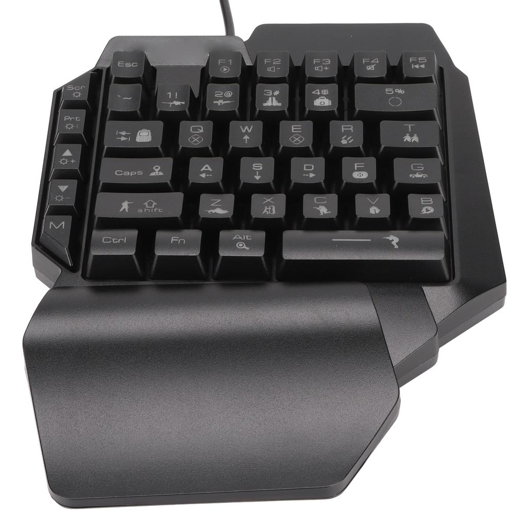 One Handed Gaming Keyboard 39 Keys Luminous Ergonomic Design Anti Slip Waterproof USB Mechanical Keyboard
