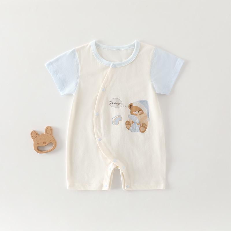 A-Class Pure Cotton Baby Romper: Summer Short Sleeve Crawling Suit for Newborn Boys & Girls