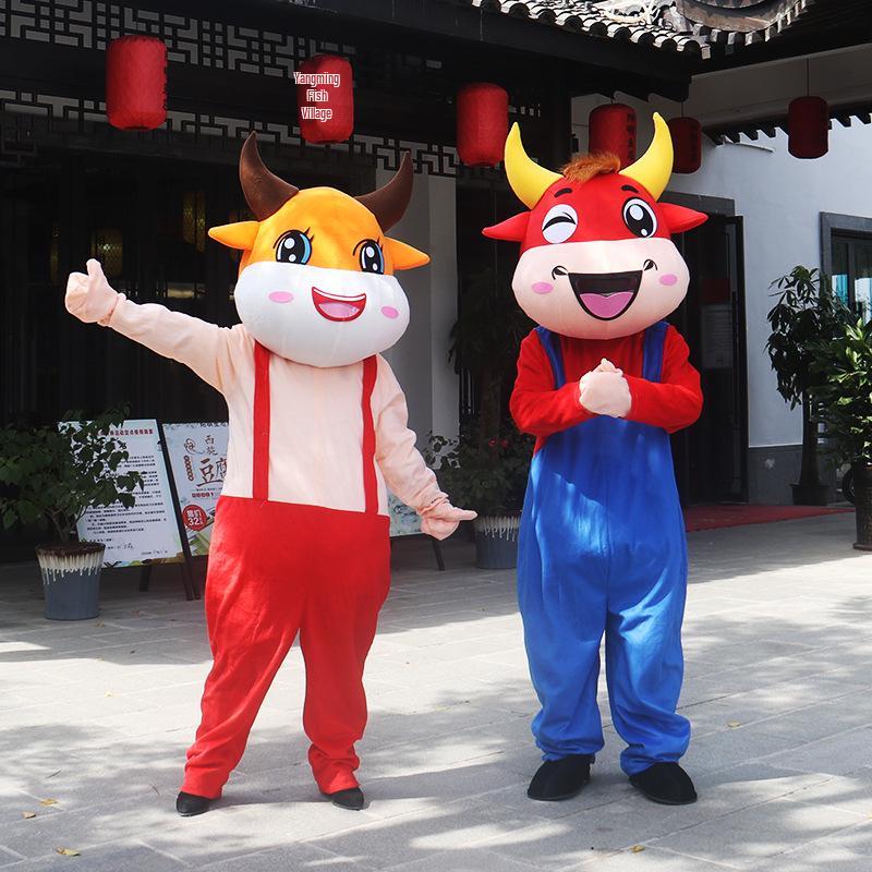 New Year Lucky Ox God of Wealth Cartoon Mascot Costume for Adults