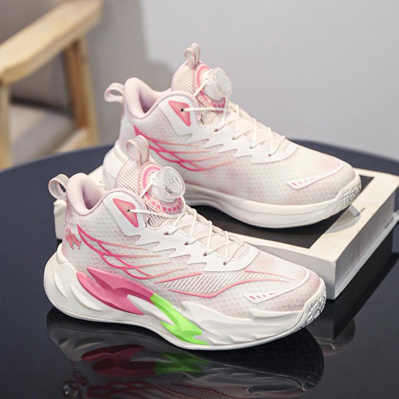 

Children s basketball shoes, rotating button-free lace-up new medium and older children s sports shoes, boys and girls student training sports shoes 40
