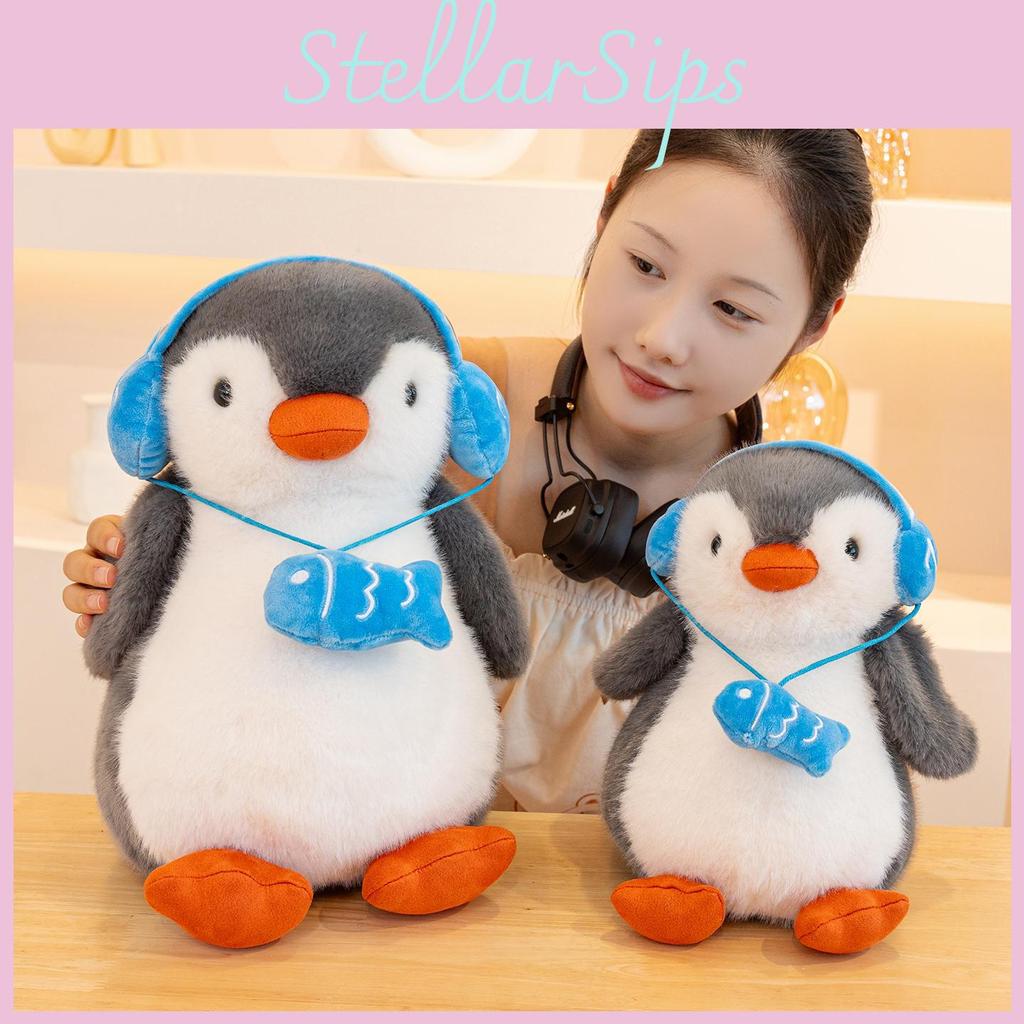 Fish Earphones Penguin Plush Toy Animal Cartoon Doll Can Be Concave Shaped