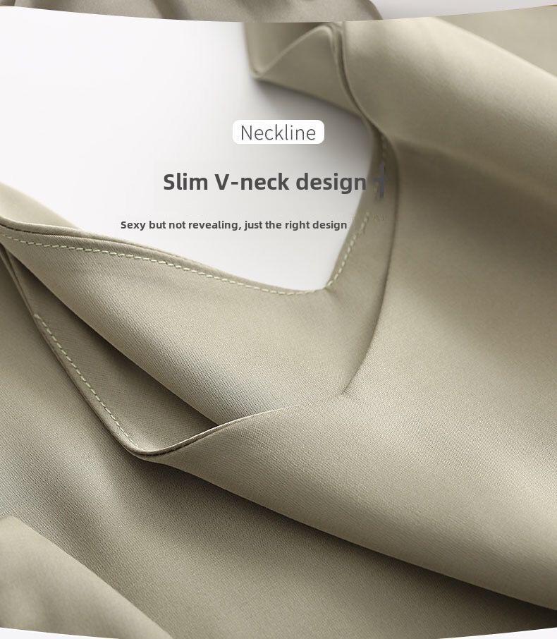 Dámské těžké saténové tílko s výstřihem do V - Vysoce kvalitní imitace hedvábí Všestranná podšívka obleku