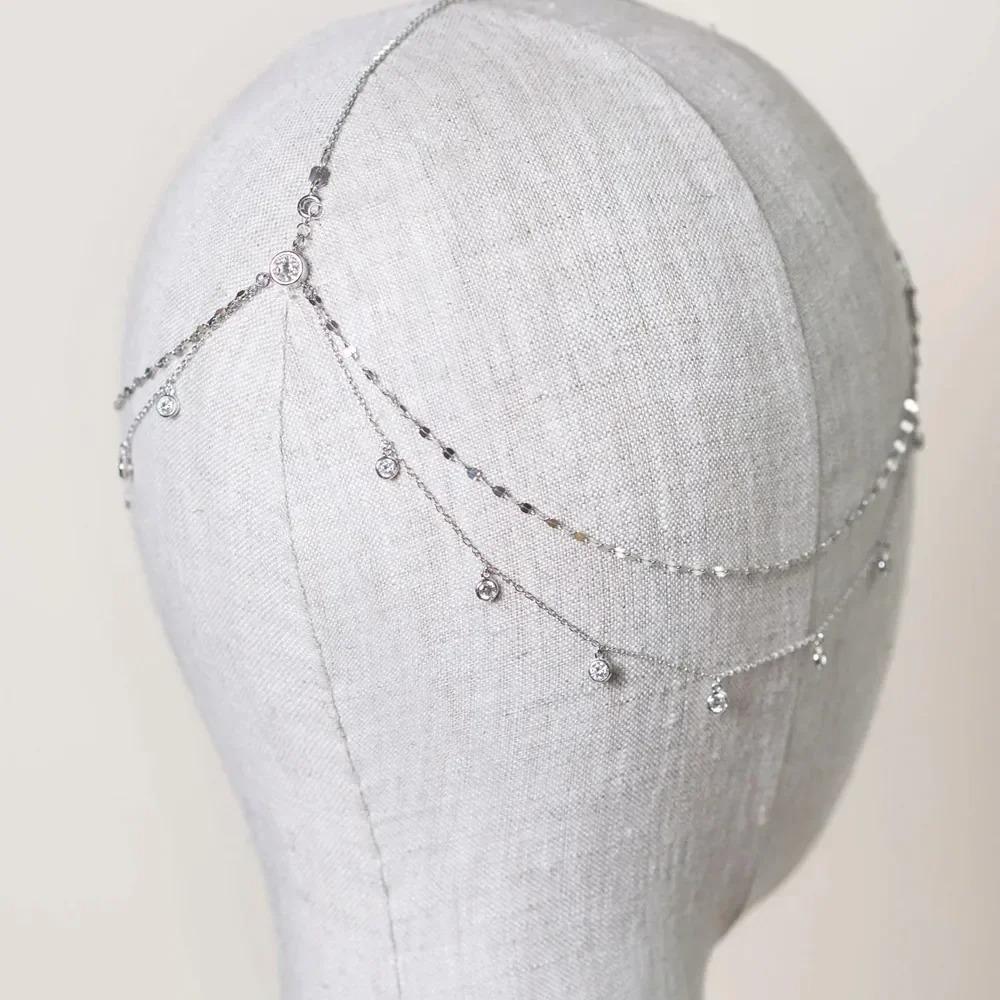 Headpiece Rhinestone Headdress Boho Bridal Forehead Chain Fashion Rhinestone Brow Drop  Ladies
