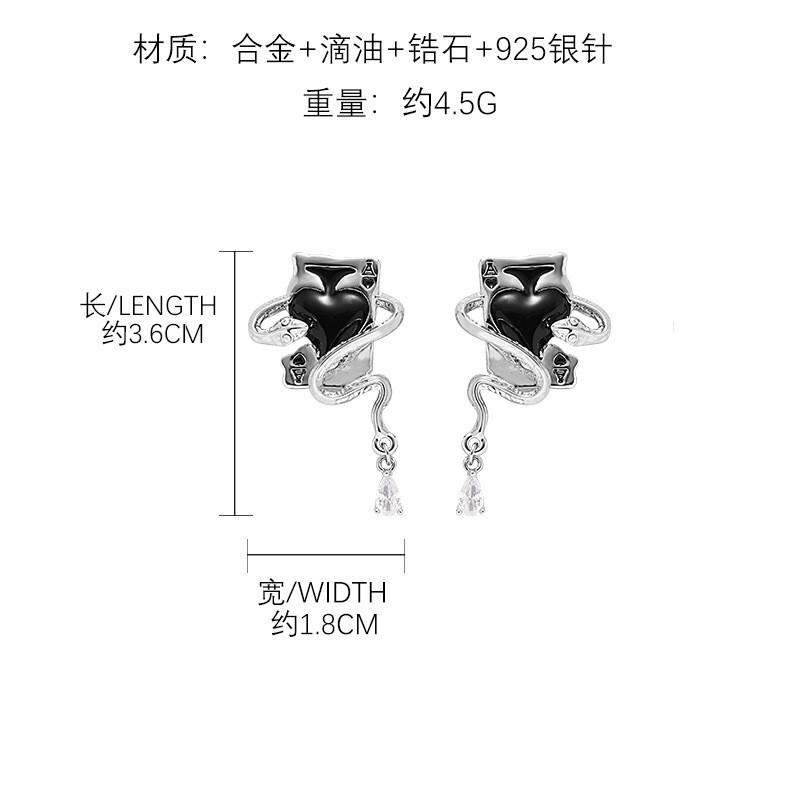 Original Symmetrical Spade Playing Card Snake Earrings 925 Silver Needle Earrings Wholesale