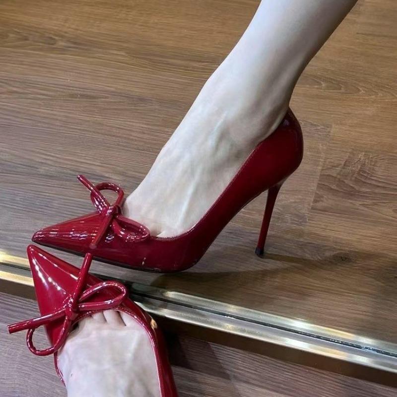 Fashion Pointed Toe Women Super High Heels Shoes Elegant Shallow Bow Pumps 2025 Summer Designer New Stilettos Fashion Zapatillas Mujer