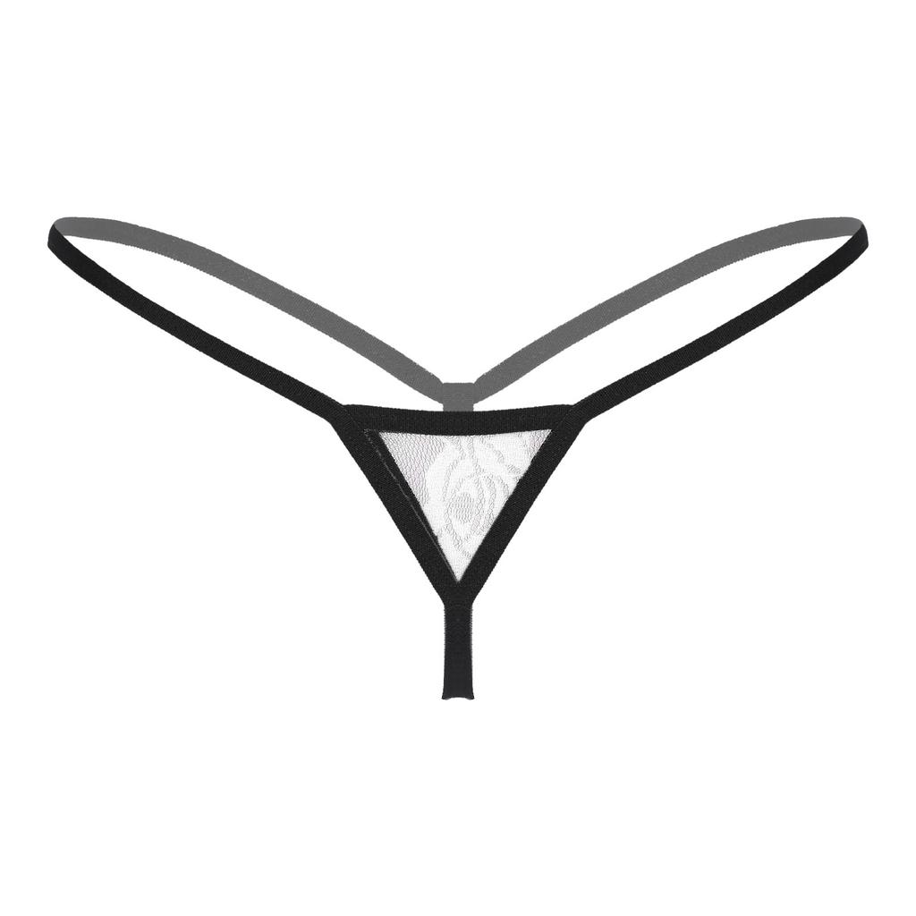 Womens See Through Lace Micro Thongs G-String Low Waist Elastic Waistband T-Back Lingerie Underwear