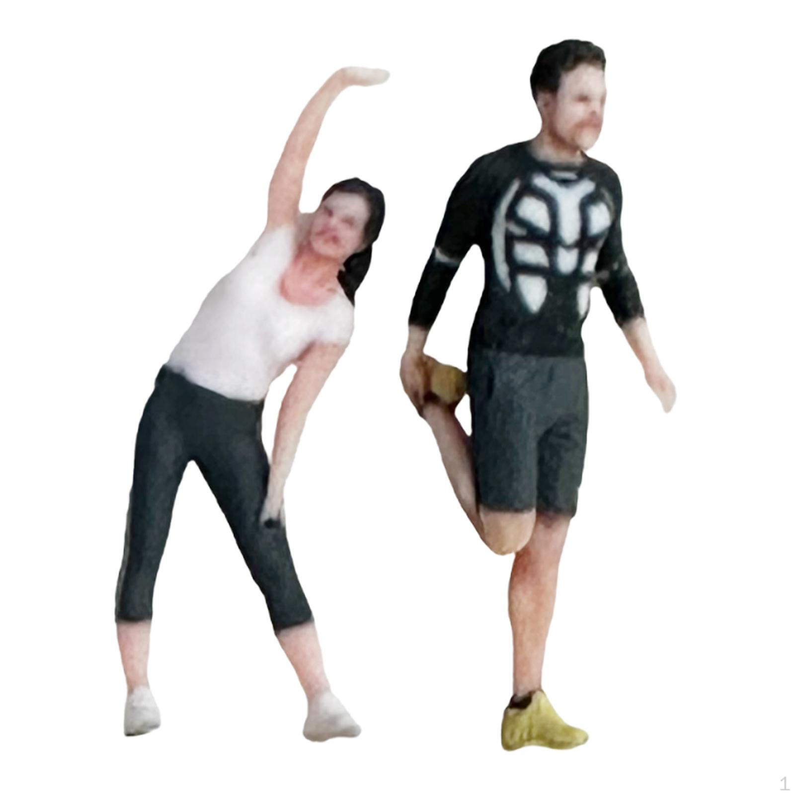 

2 Pieces Miniature Sports Figure Fitness Couple Warm up for Projects DIY Scene 2cm