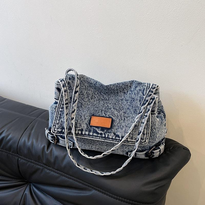 Casual large-capacity denim women's bag new versatile chain shoulder messenger bag tote bag