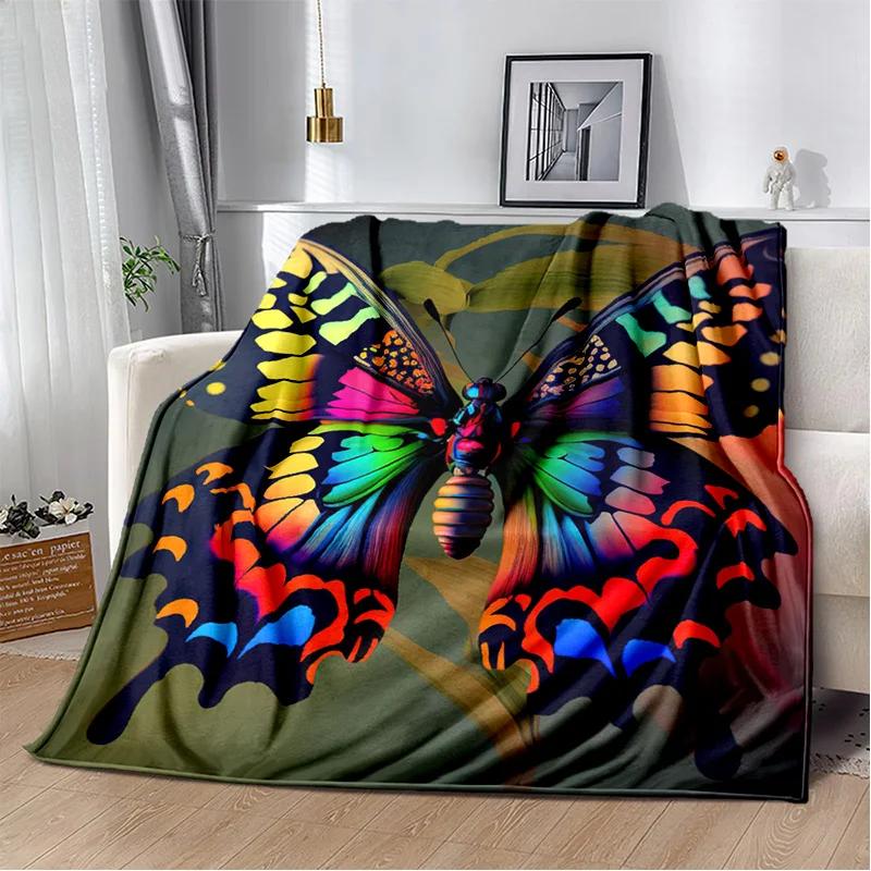 HD Fantasy Butterfly Flower Cartoon Blanket,Soft Throw Blanket for Home Bedroom Bed Sofa Picnic Travel Office Cover Blanket Kids