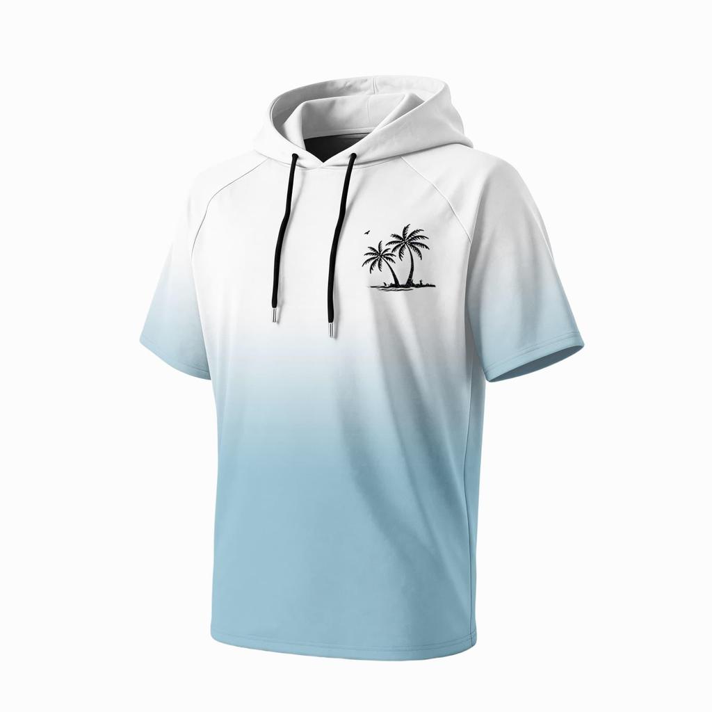 Men's Summer Quick Dry Short Sleeve Hoodie UPF 50 Plus Sun Protection Lightweight Fishing Sports Hooded Shirt