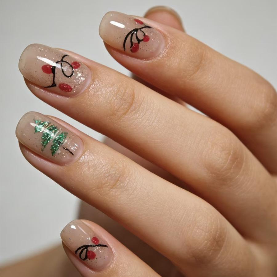 Christmas Style Nail Art Stickers: Wearable, Whitening, Removable Colored Lights Nails - 24 Pieces