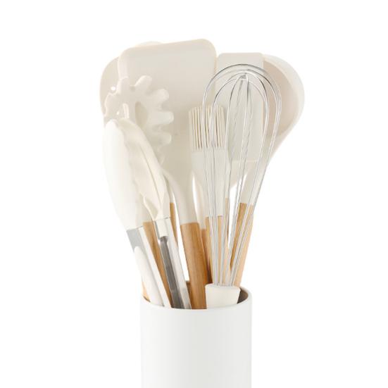 Heat-resistant Soup Spoon Hanging Hole Silicone Anti-stick Spatula Food Clip Egg-beater Cooking Utensils for Kitchen
