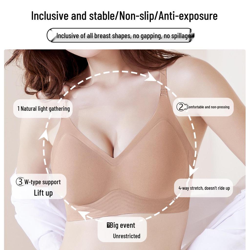Seamless Soft Support Wireless Bra with Small Chest Gathering and Anti-Sagging Fixed Cups