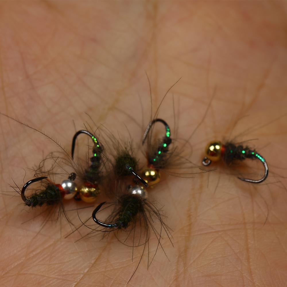 Nimfa Hustler z główką wolframową dla szybkiego tonięcia, pióro CDC, żebrowanie UV, na pstrąga, okonia, wędkarstwo muchowe, rozmiar haczyka 16