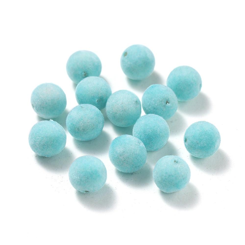 30 Pezzi 8/10mm Colorati Feltro Floccato Peluche Perline Acriliche Perline Distanziatrici Sfuse per Orecchini Braccialetti Fai da Te Accessori per la Creazione di Gioielli