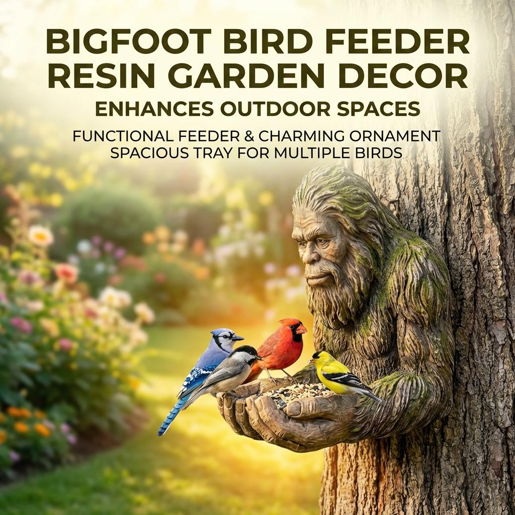 Funny Bird Feeder Resin Garden Decor Outdoor Yard Ornament Spacious Feeding Tray Durable Feeding Tray