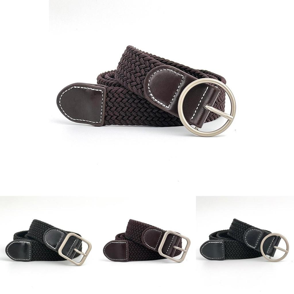 Weave Casual Elastic Waistband With No Drilling Design For Office Fashion