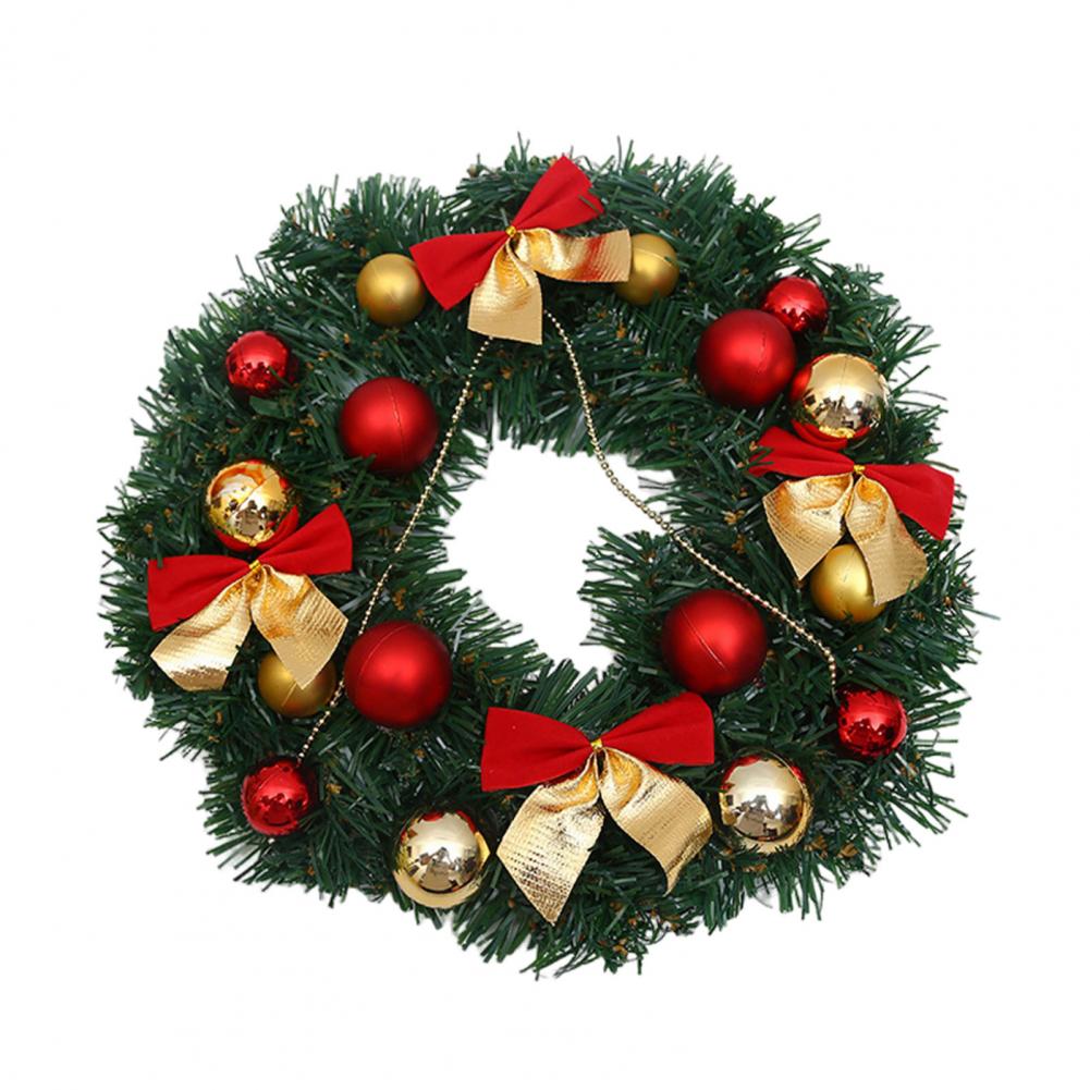 

Winter Holiday Garland Christmas Wreath Garland Festive 12 Inch Christmas Wreath with Bells Balls Bows for Indoor Outdoor