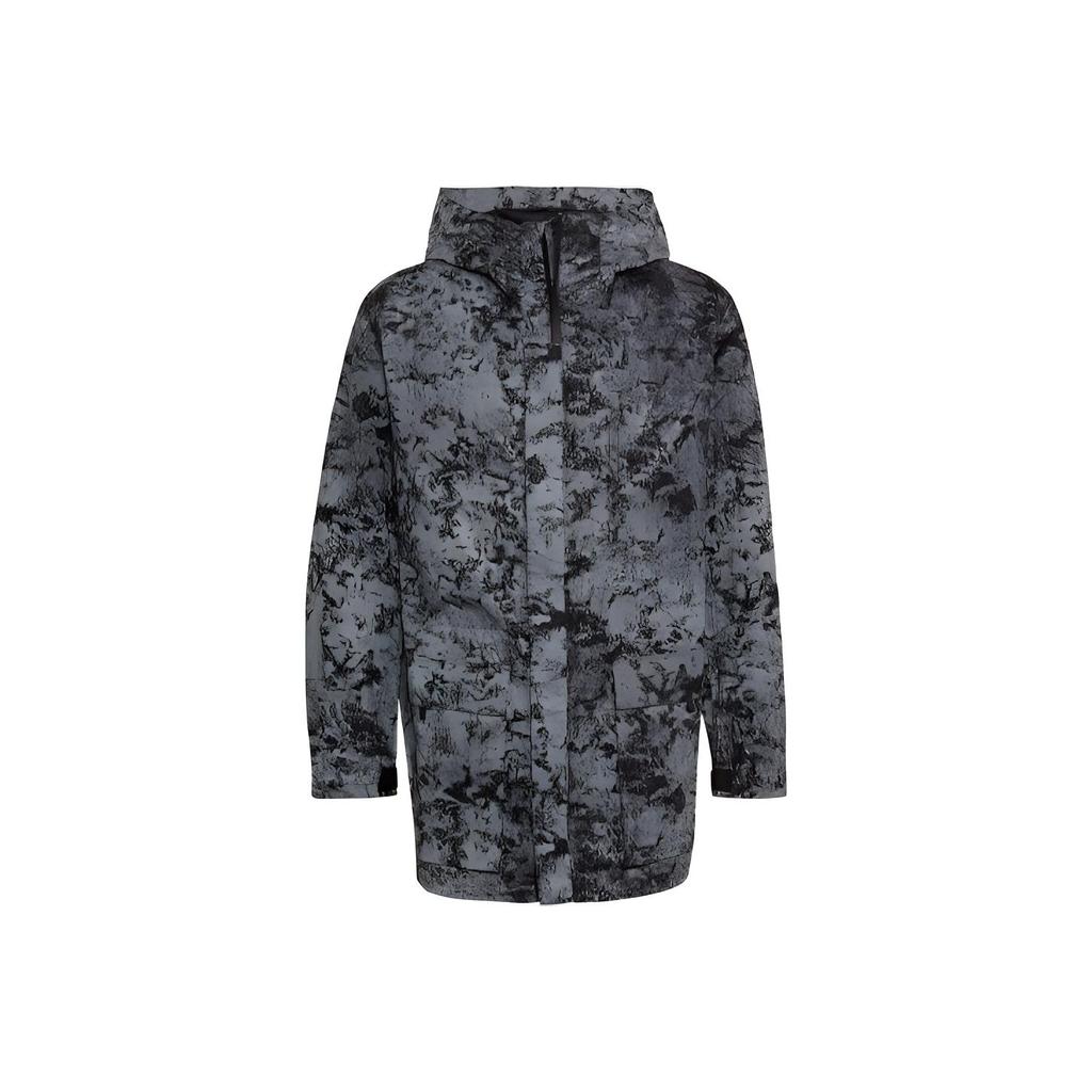 Y-3 FW21 Textured Reflective High Neck Hooded Mid-Length Jacket Men Jacket Gray GV4171