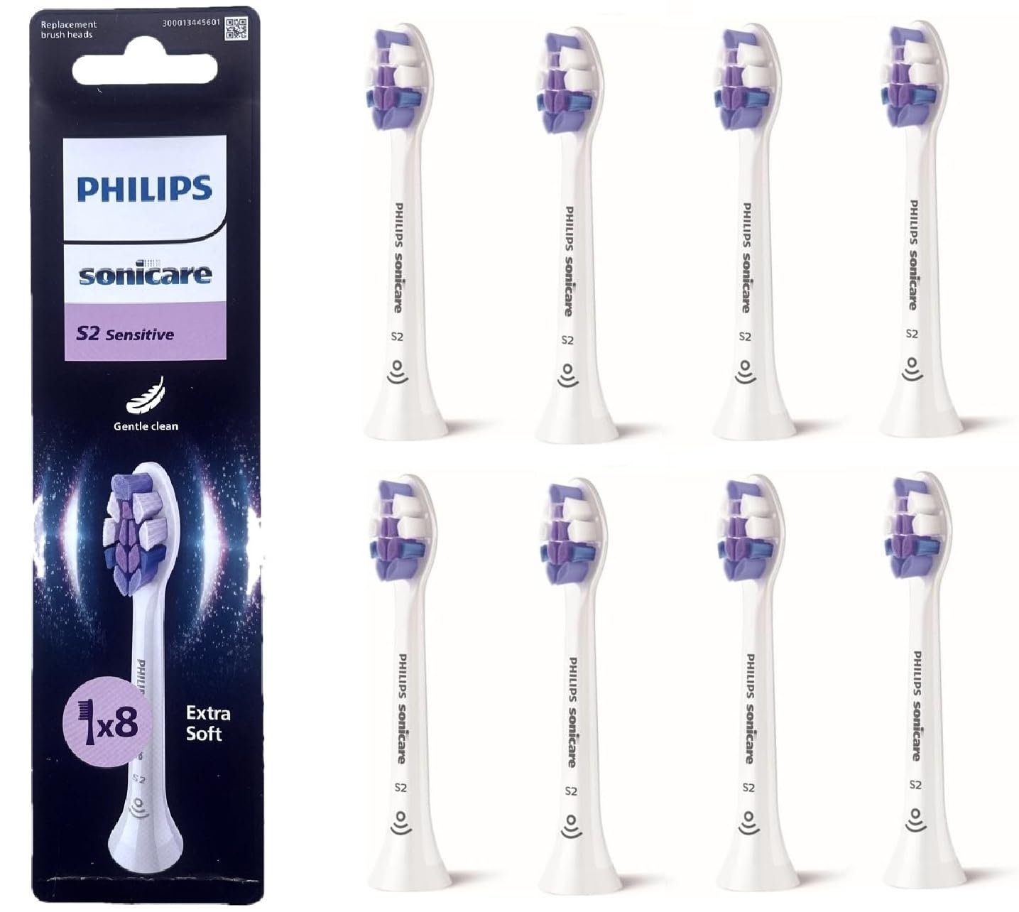 

Philips Sonicare GentlePlus Sensitive White Replacement Pack of 8 Brushes, (HX6058/87) белый