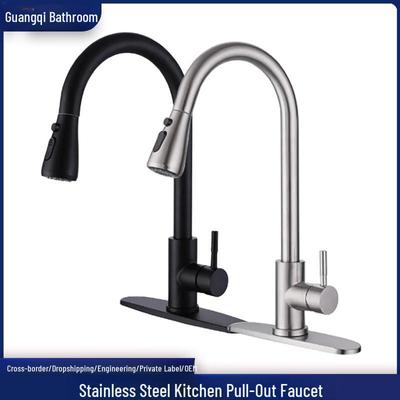 Rubinetto da Cucina Estraibile Universale in Acciaio Inossidabile 304 con Acqua Calda e Fredda