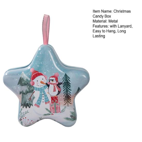1/6Pcs Tinplate Box with Lanyard Easy To Hang Candy Biscuit Box Jewelry Storage Organizer Christmas Tree Decoration