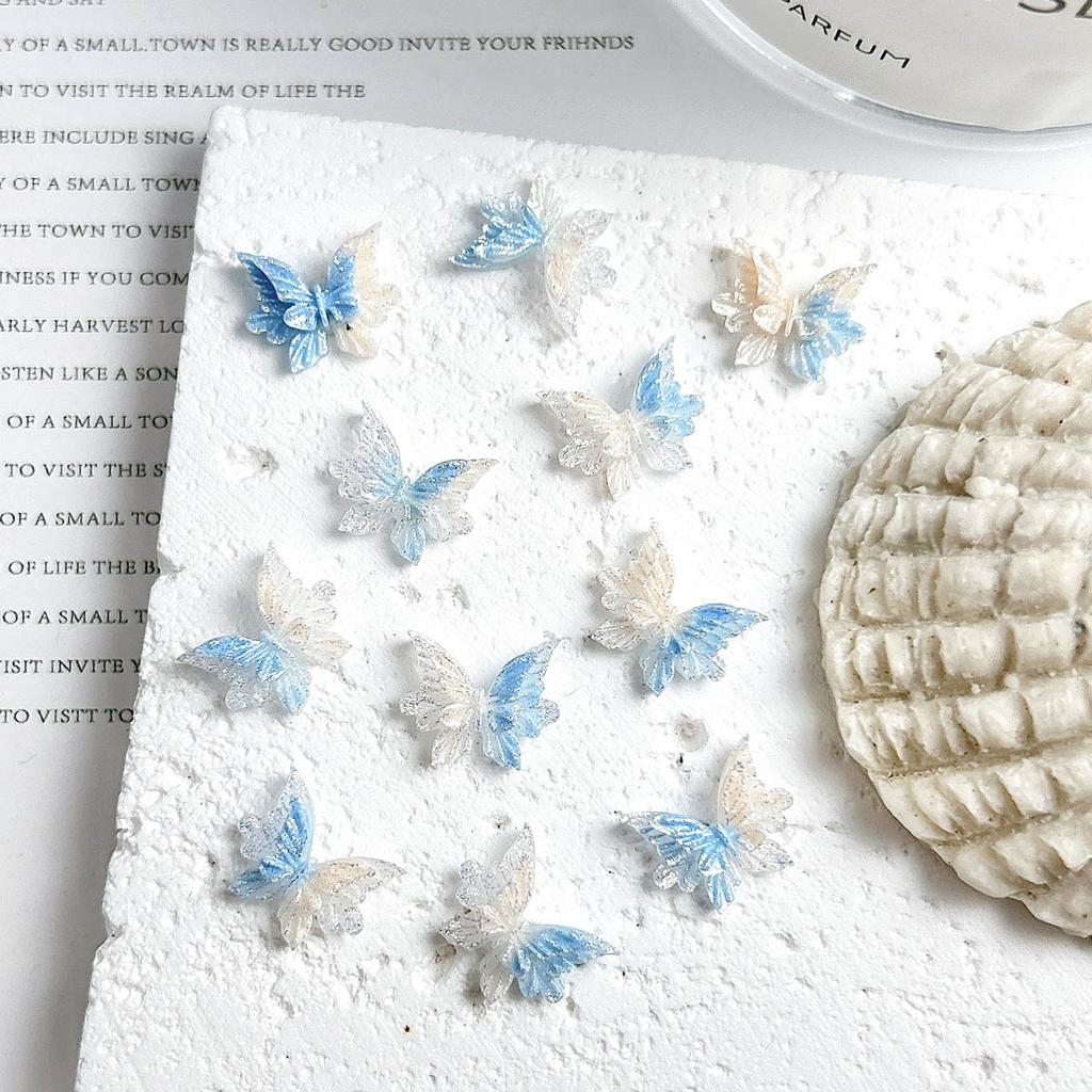 New Resin Luminous 3D Double Layer Embossed Butterfly Nail Art Decorations DIY Handmade Wearable Nail Earrings Accessories Wholesale