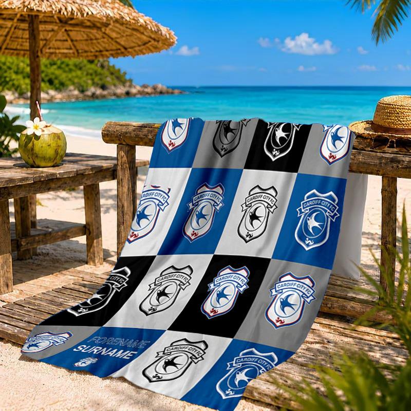 Card-iff Fc Crest Printed Microfiber Beach Towel, Soft And Absorbent, Quick-Dry, Ideal for Summer Travel, Beach Essential, Swimming Pool