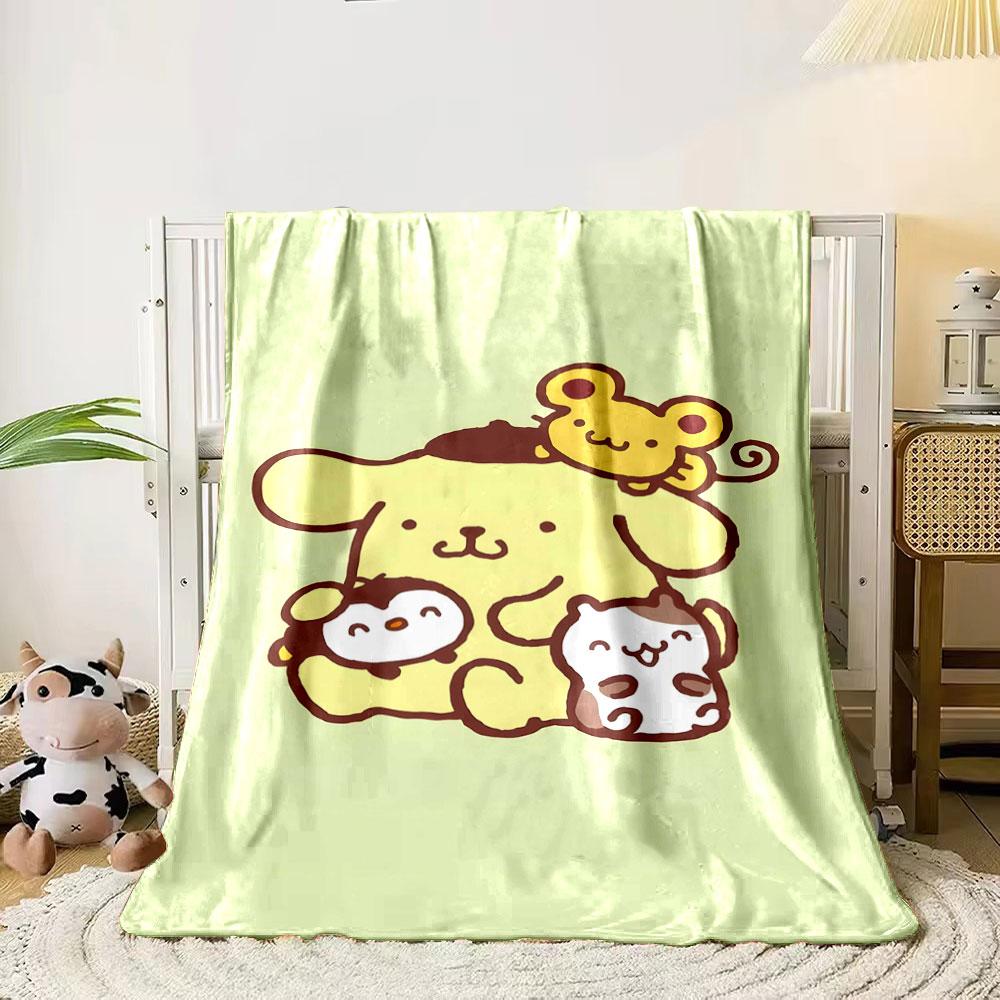 Cute cartoon animals with simple lines and cheerful expressions on pastel. for all seasons blanket lunch break throw gift 80cm x 120cm