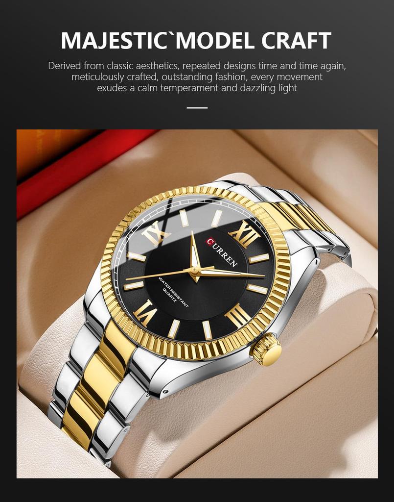 CURREN 8453 Men's Waterproof Quartz Watch with Steel Band - Simple and Elegant Business Style