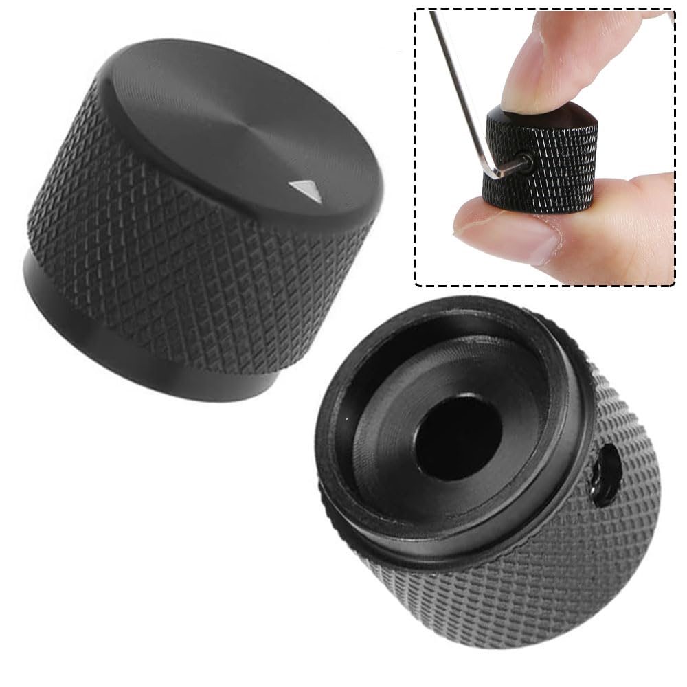 6 Aluminum Potentiometer Metal Guitar Volume and Tone Control Dome 6mm with Hex Wrench Screws for Fender Gibson Les and Electric Guitars Knobs, Knobs,