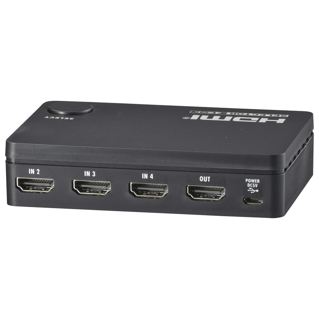 OHM HDMI OHM Electric 4-Port Selector, Black, AV-S04S-K 05-0577,