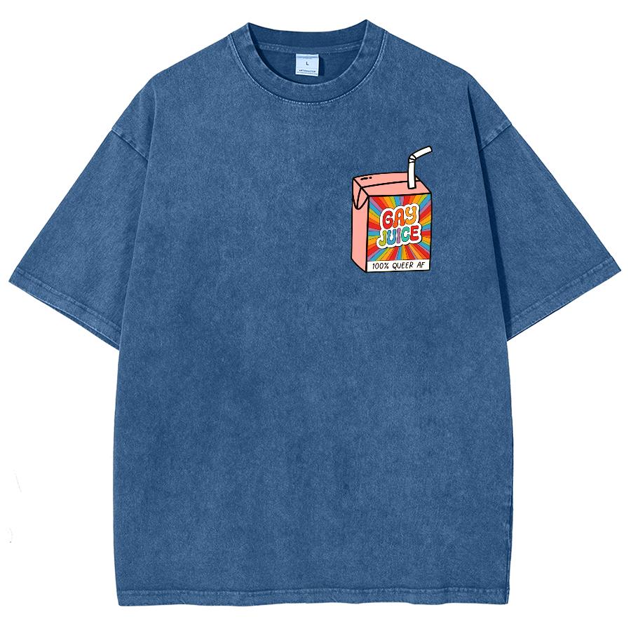 Do Old Vintage Washed Denim Color Round Neck Short Sleeve T-shirt  Unisex Casual Pattern Letter Print Loose Tops