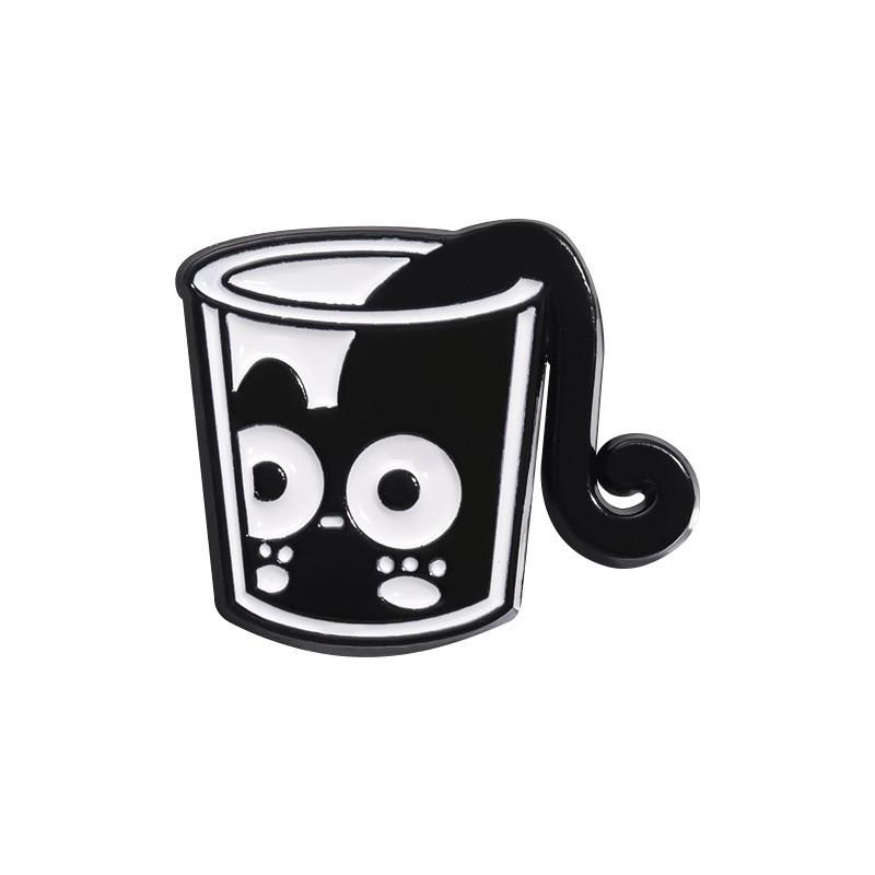 Unikalny Minimalistyczny Zestaw Broszek z Kreskówkowym Czarnym Kotem Urocze Kreatywne Akcesoria Zwierzęce
