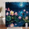 Moonlit Lotus Pond Waterproof Shower Curtain For Bathroom Decor