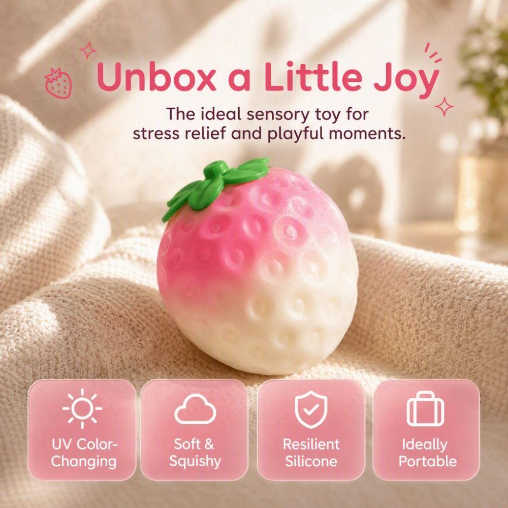 UV Light Color Changing Color Changing Strawberry Pinch Le Strawberry Fruit Squeeze Toy Gift