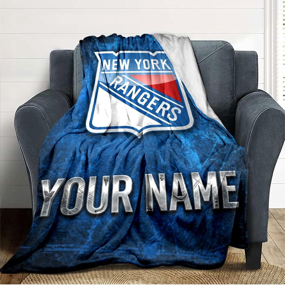 Name Custom New York Rangers Print Flannel Blanket High Quality Warm Comfortable Cover for All Seasons Perfect for Gifts Home Decor