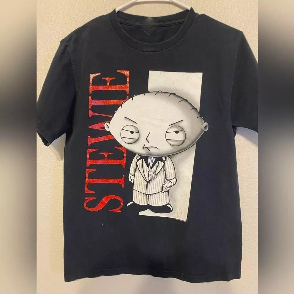 Stewie Family Guy Klassisches Schwarzes T-Shirt Baumwolle Unisex S-5XL Unisex T-Shirt
