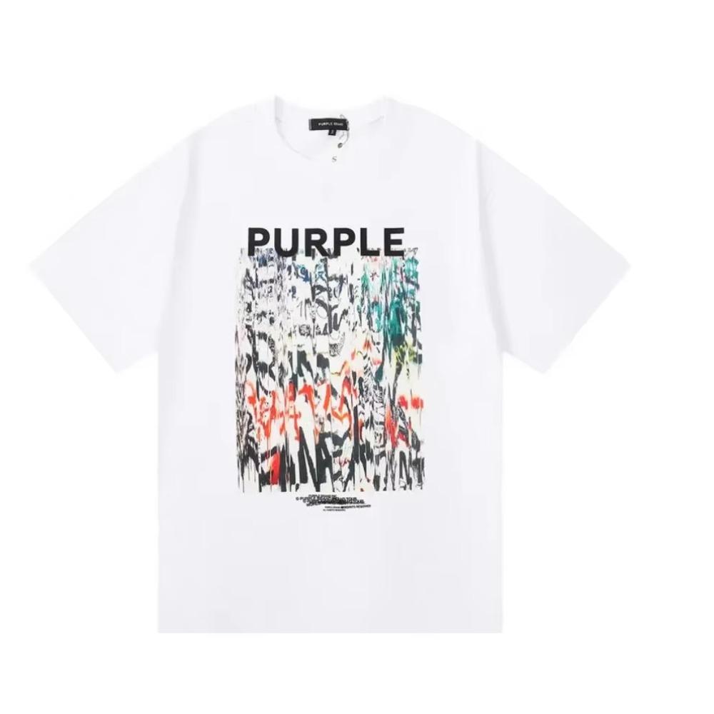 Purple Brand T Shirt Men Women Inset Crewneck Collar Regular Fit Cotton Print Tops US S-XL More Color