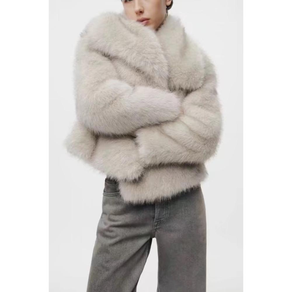 Women's Faux Fur Coat Autumn Winter 2026 Plush Wool Coats and Mixtures Outerwears Fashio Long Sleeve Warm Fur Coat