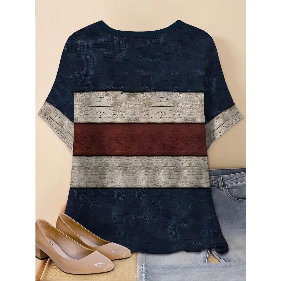 Plus Size Tees Women's Short Sleeved 3D Printed Top Holiday Animal Pattern Weekend Basic V Neck T Shirt Summer