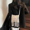 New Straw Floral Decor Bag Bohemian Tassel Beach Bag Women Crochet Fringed Crossbody Ultralight Shoulder Bag