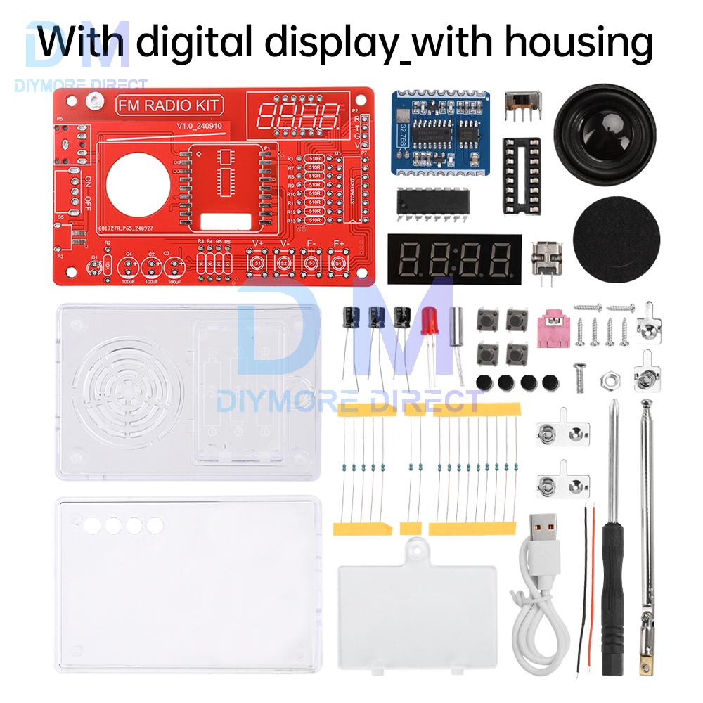 DIY FM Radio Electronic Kit 87-108MHZ Adjustable IC RDA5807 with LED Digital Display DIY Soldering Kit 3W Speaker Dual Power