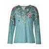GMXIA Autumn Loose Long Sleeve Flower Bold V-neck T-shirt Base for Women