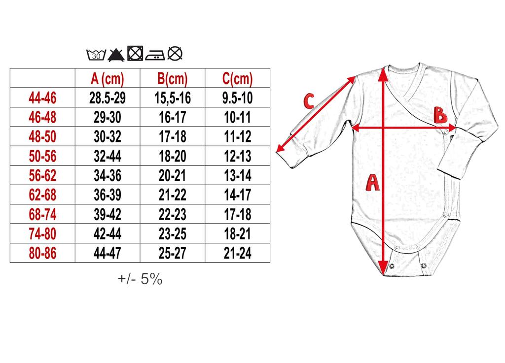Growing Bodysuit For Boys 74/80 Long Sleeve 100% Cotton Manufacturer Blue