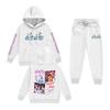 Kids' Long Sleeve Loose Pullover Letter Print Drawstring Hooded Sweatshirt Sweatpants Set