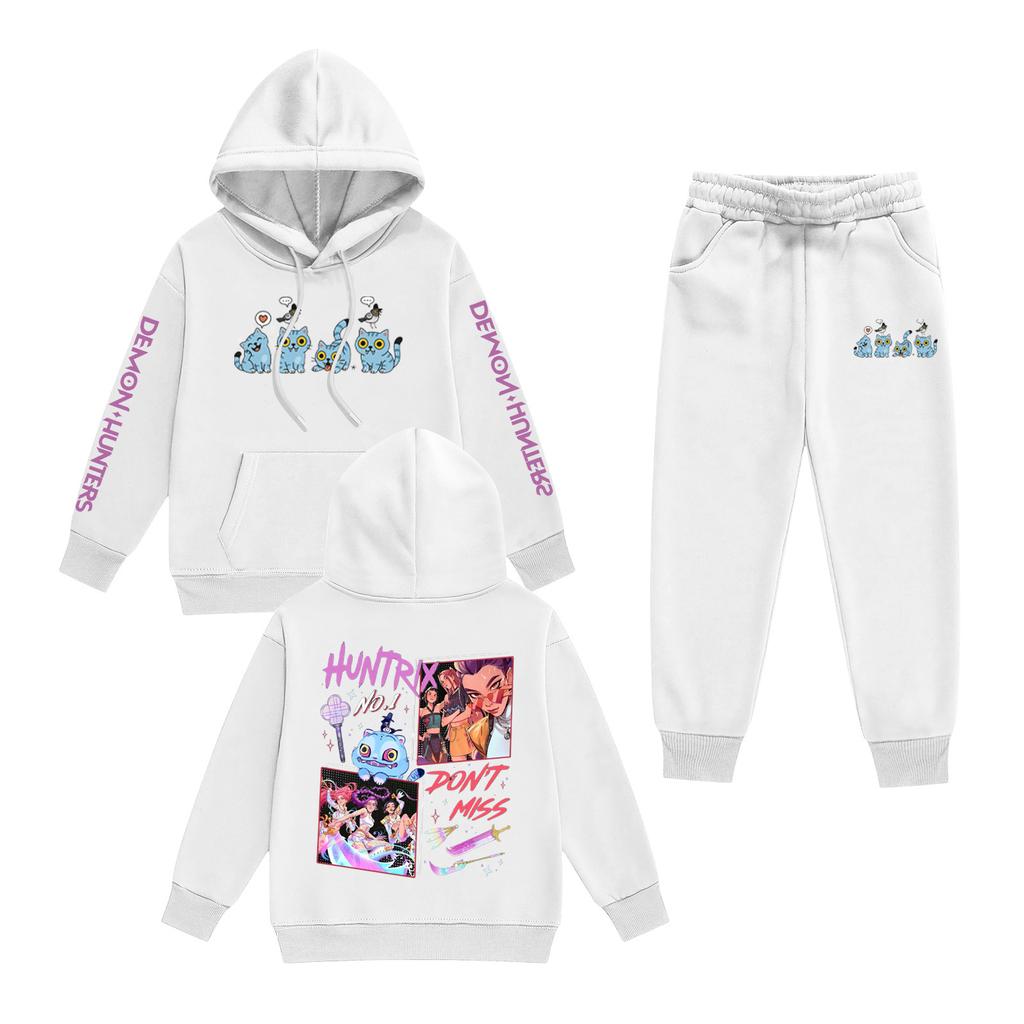 Kids' Long Sleeve Loose Pullover Letter Print Drawstring Hooded Sweatshirt Sweatpants Set