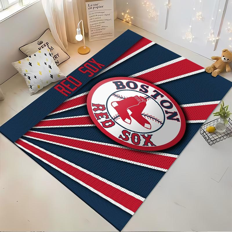 Boston Red Sox Logo Rug with Red Stripes Non-slip rug suitable for living room and bedroom sofas